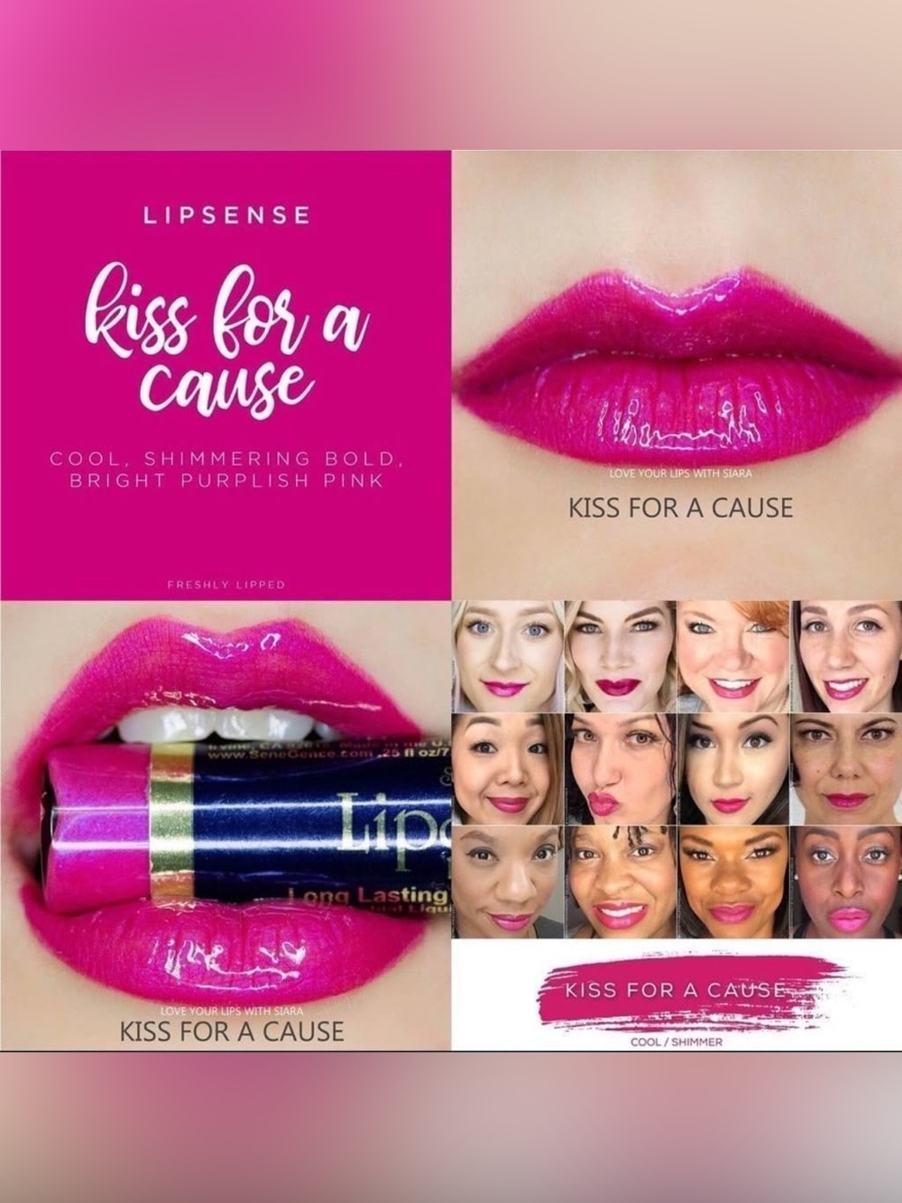LipSense Kiss For A Cause Shimmering Purplish Pink Lip Color